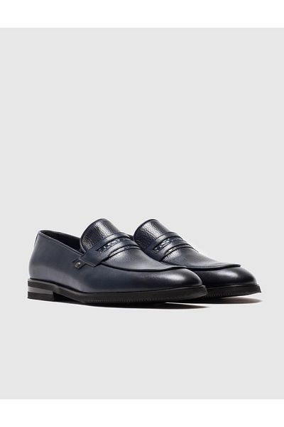 Cabani Genuine Leather Navy Blue Men's Classic Shoes