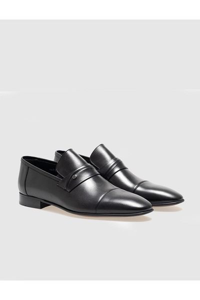 Cabani Genuine Leather Black Belted Men's Classic Shoes