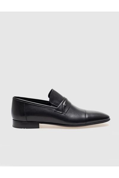 Cabani Genuine Leather Black Belted Men's Classic Shoes