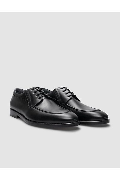 Cabani Black Genuine Leather - 100% Leather Laced Men's Classic Shoes