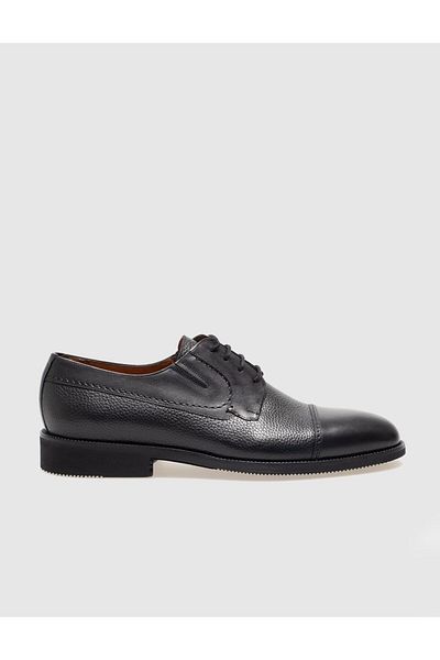 Cabani Genuine Leather Black Lace-Up Men's Classic Shoes