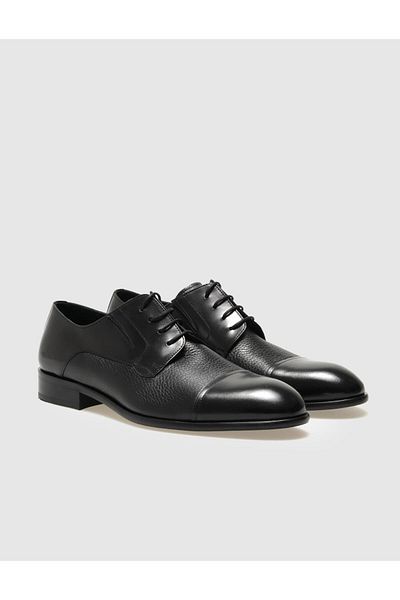 Cabani Genuine Leather Black Lace-Up Men's Classic Shoes