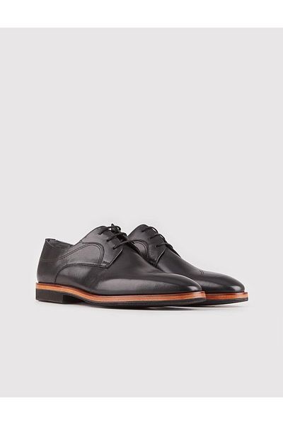 Cabani Genuine Leather Eva Sole Black Laced Men's Classic Shoes