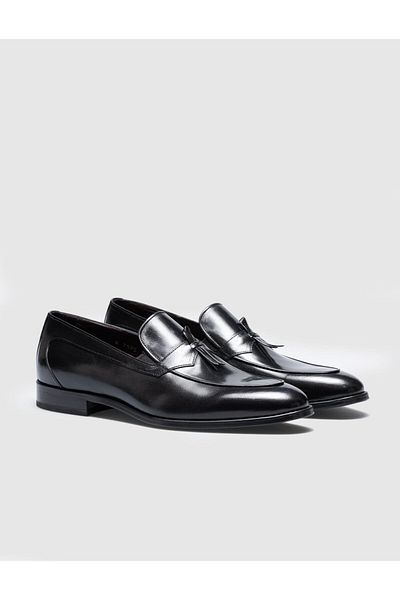 Cabani Genuine Leather Black Men's Classic Shoes