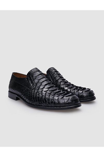 Cabani Piele naturală neagră - Pantofi clasici pentru bărbați fără șireturi