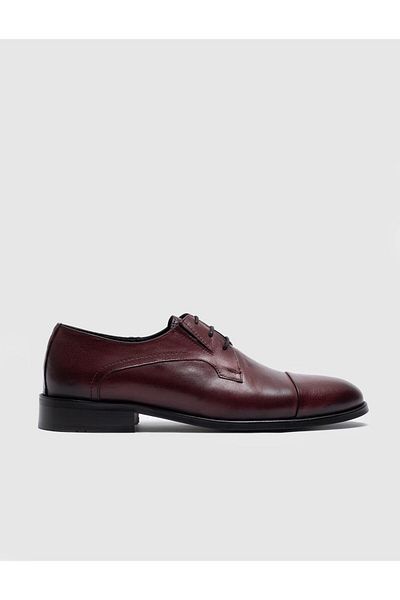 Cabani Genuine Leather Claret Red Lace-Up Men's Classic Shoes