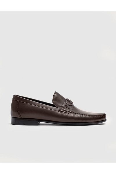 Cabani Genuine Leather Brown Buckle Men's Classic Shoes