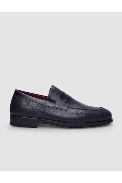 Cabani Navy Blue Men's Classic Shoes - 100% Genuine Leather, Laceless