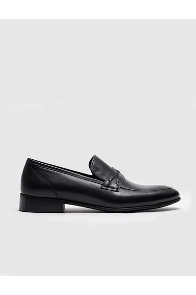 Cabani Genuine Leather Black Men's Classic Shoes