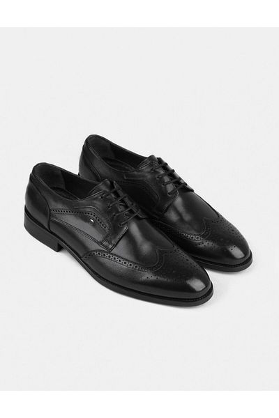 Cabani Genuine Leather Men's Neolite Sole Black Laced Classic Shoes