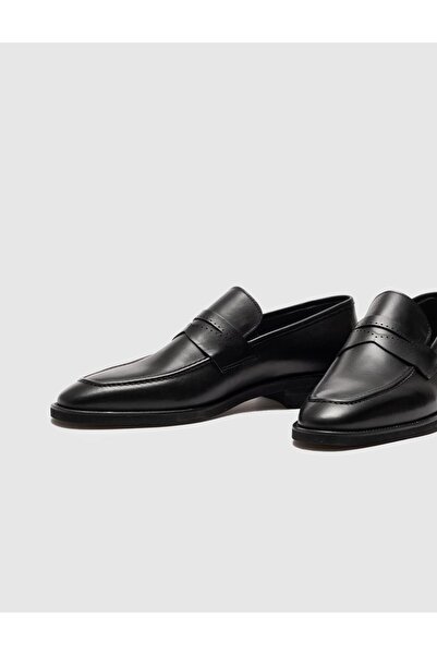 Cabani Hakiki Deri Kemer Detaylı Siyah Klasik Erkek Ayakkabı