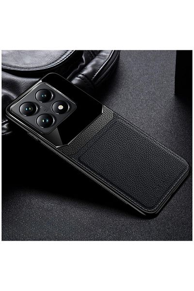 Zebana حافظة جلدية متوافقة مع هاتف Xiaomi Mi 14T Pro مع عدسة Zebana باللون الأسود