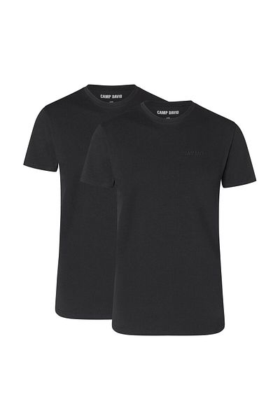 Camp David Herren T-Shirts, 2er Pack - Rundhals-T-Shirt 2P, Logo, Baumwoll-Stretch