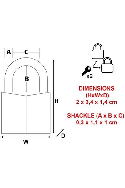 STOREMAX Ntwork Lock 9120Eurtcc Set of 2 Pcs Keyed Padlock Made of Solid Aluminum, Gray, 2 X 3.4