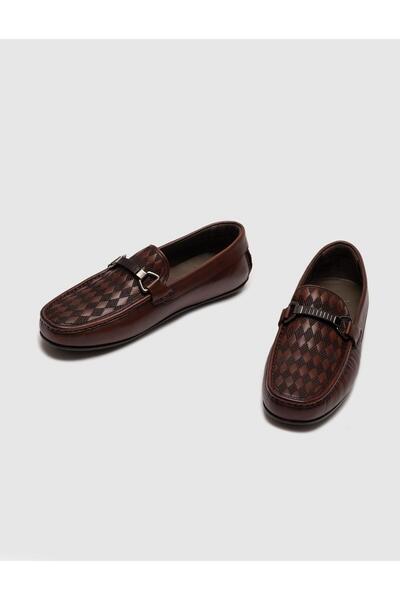 Cabani Genuine Leather Belted Brown Men's Loafer Shoes