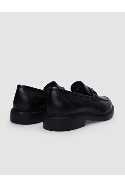 Cabani Μαύρο ανδρικό loafer από γνήσιο δέρμα - 100% αγκράφα