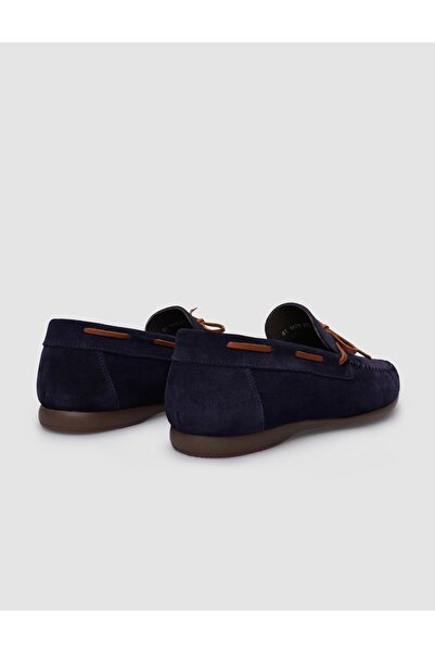 Cabani %100 Hakiki Deri Lacivert Süet Erkek Loafer