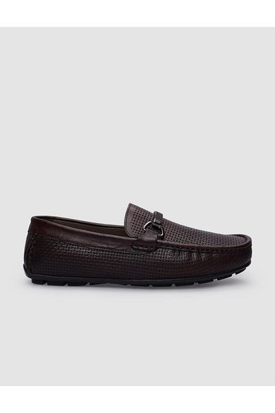 Cabani Men's Loafer - 100% Genuine Leather, Brown, Buckle