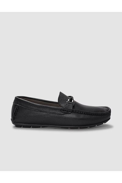 Cabani Genuine Leather Black Buckle Men's Loafer