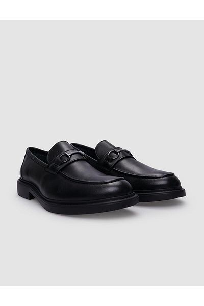 Cabani Black Genuine Leather Men's Loafer - 100% Buckle