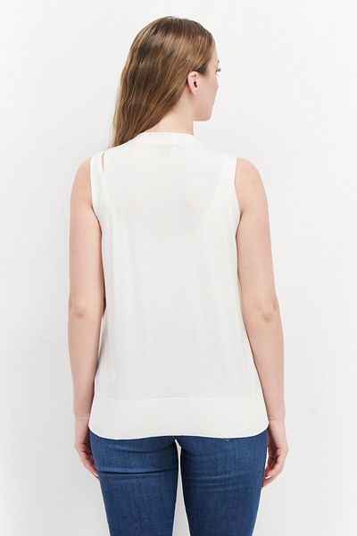Esprit Women Round Neck Sleeveless Textured Top, White