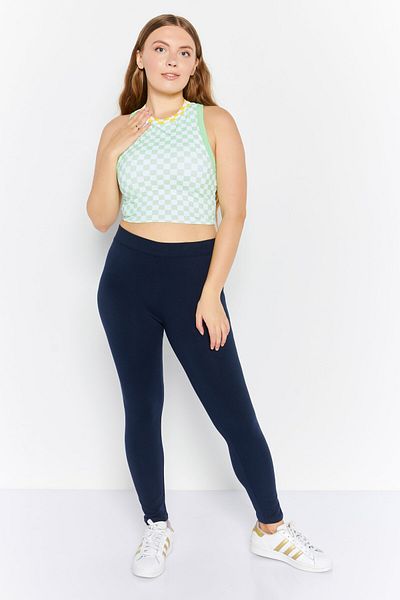 Dippin' Daisy's Women Round Neck Sleeveless Checkered Tank Top, Green