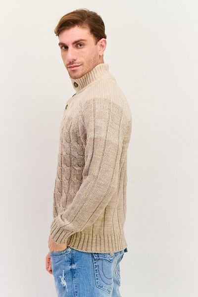 Weatherproof Men Long Sleeve Textured Sweater, Beige