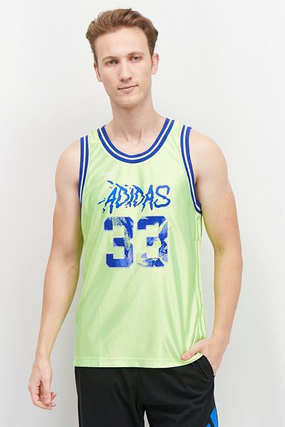 adidas Men Sportswear Fit Sleeveless Training Jersey, Lime Green