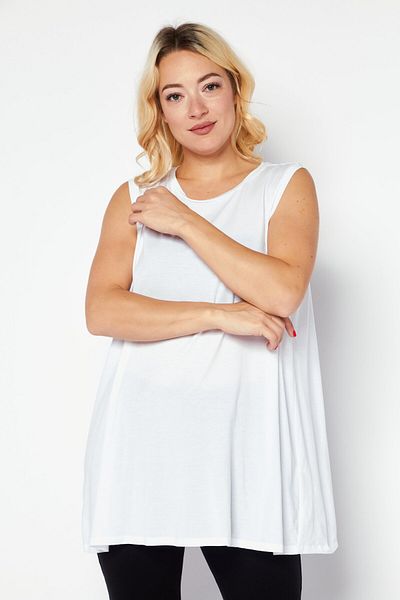 Eileen Fisher Women Crew Neck Sleeveless Plain Top, White