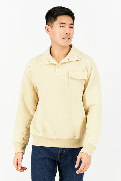 Sovereign Code Men Diamond Pattern Long Sleeves Sweatshirt, Khaki