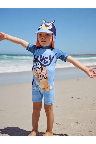 Next Baby Costum de baie pentru băiat, albastru, cu tematică Bluey, rezistent la soare - UPF50 ALYE91773
