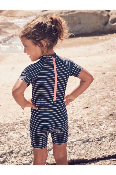 Next Baby Sun-Proof Upf50 One-Piece Navy Color Cherry Print Zip-Up Swimsuit Alye77667