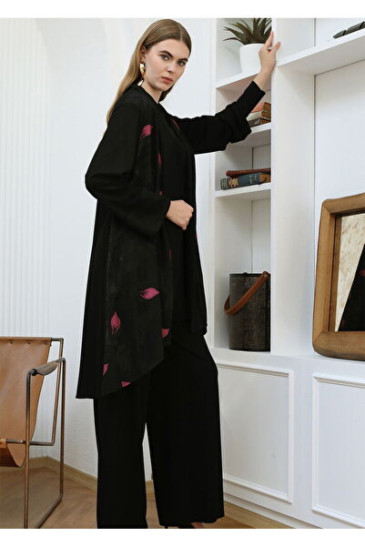 Gazella 43827 İÇ TRİKO FUŞYA ÇİÇEK DESENLİ TUNİK KISA DIŞ KENAR TRİKO  SATEN ...