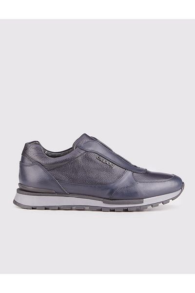 Cabani Genuine Leather Light Rubber Sole Navy Blue Men's Sports Shoes