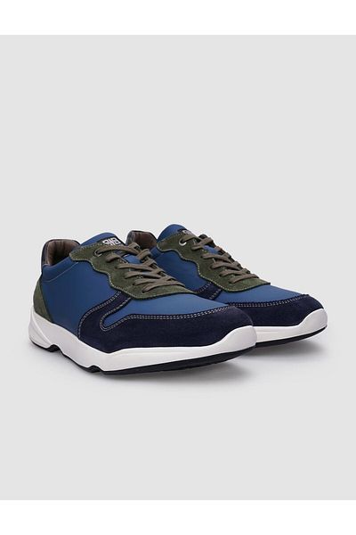Cabani Navy Blue Men's Sports Shoes - 100% Genuine Leather, Petrol Laced
