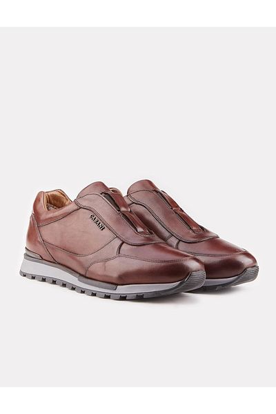 Cabani Genuine Leather Brown Fur Lined Men's Sports Shoes