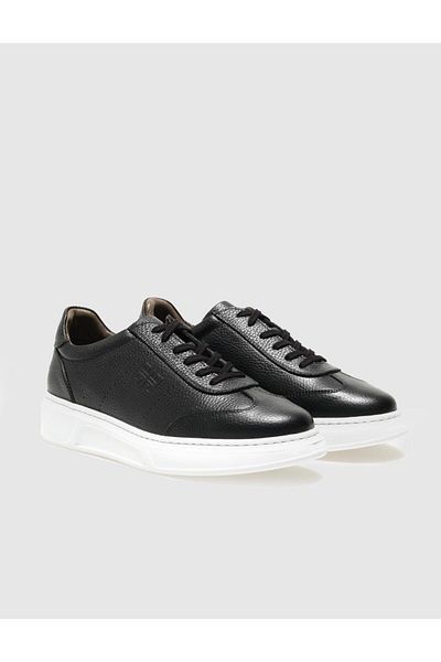 Cabani Genuine Leather Black Lace-Up Men's Sports Shoes
