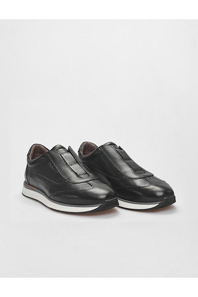 Cabani Black Genuine Leather Men's Sports Shoes