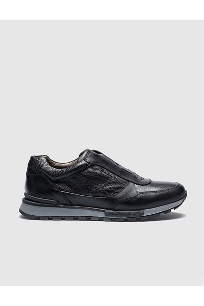 Cabani Rubber Sole Genuine Leather Black Men's Sports Shoes