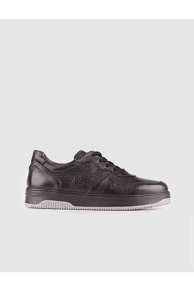 Cabani Genuine Leather Sneaker Black Lace-Up Men's Sports Shoes
