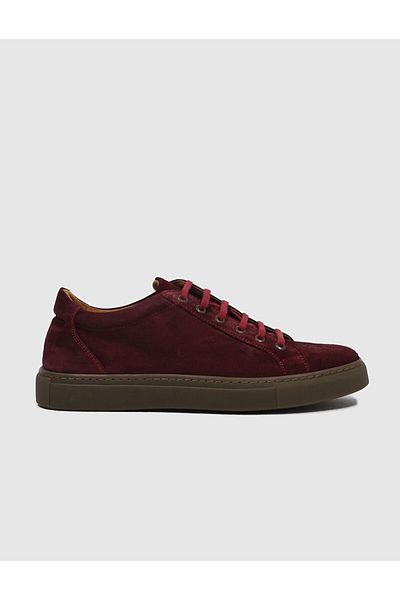 Cabani Genuine Leather Claret Red Suede Lace-Up Men's Sports Shoes