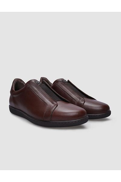 Cabani Men's Sneakers - 100% Genuine Leather, Brown, Elastic