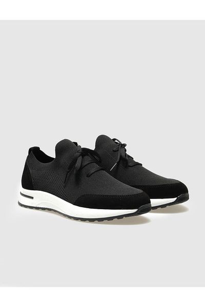 Cabani Knitwear Black Lace-Up Men's Sports Shoes