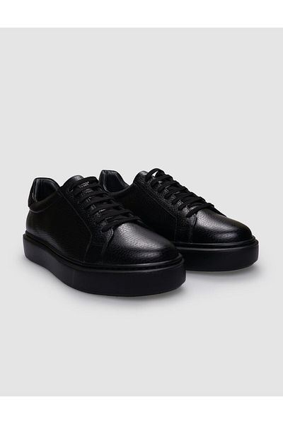 Cabani 100% Genuine Leather Black Lace-Up Men's Sports Shoes