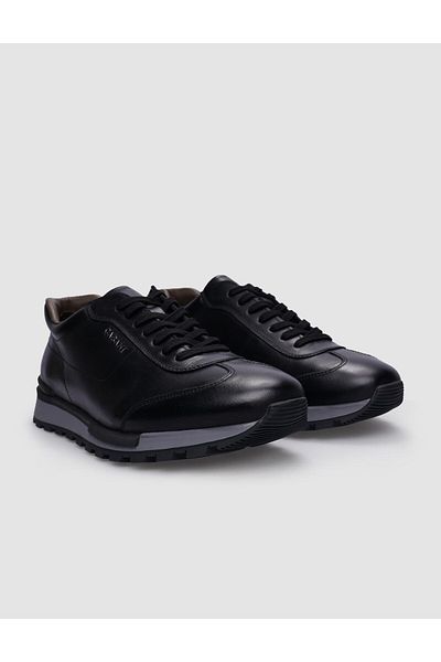 Cabani Piele naturală neagră - Tenis pentru bărbați 100% cu șireturi