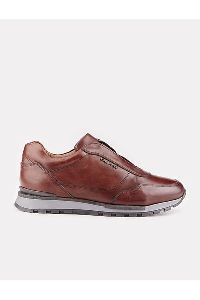 Cabani Genuine Leather Brown Fur Lined Men's Sports Shoes