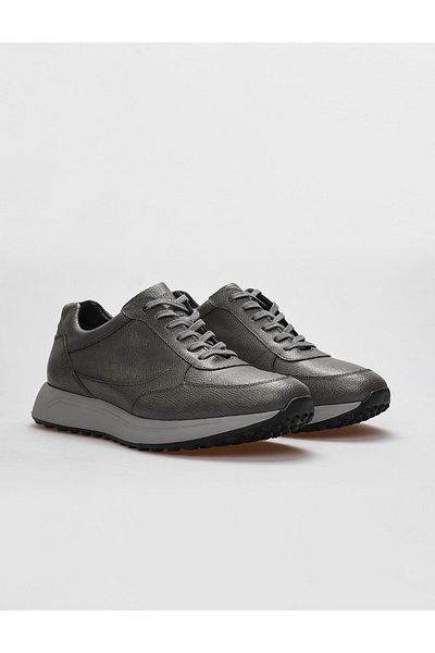 Cabani Genuine Leather Gray Lace-Up Men's Sports Shoes