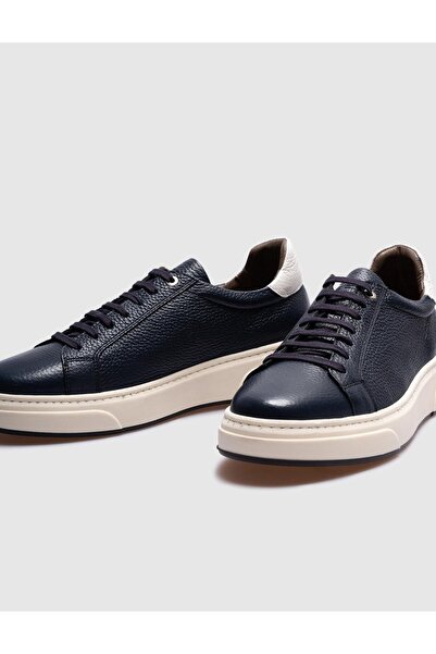 Cabani Hakiki Deri Lacivert Bağcıklı Erkek Spor Ayakkabı
