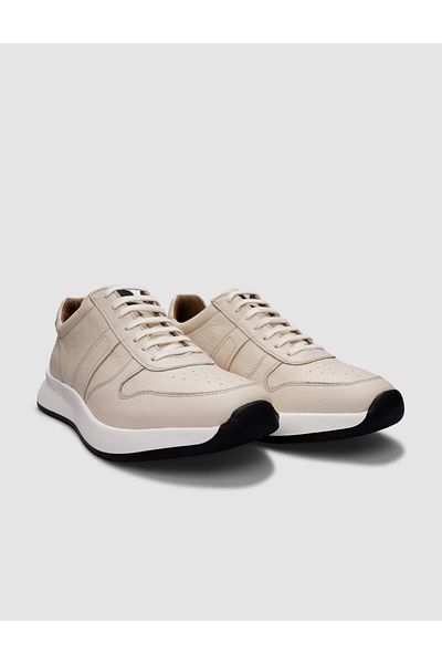 Cabani Genuine Leather Beige Lace-Up Men's Sports Shoes