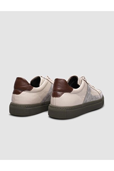 Cabani Ανδρικά αθλητικά παπούτσια 100% γνήσιο δέρμα μπεζ με κορδόνια